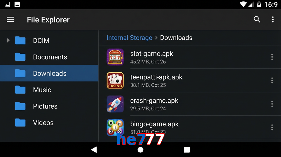 Main screen of He777 gameapk page for PK players