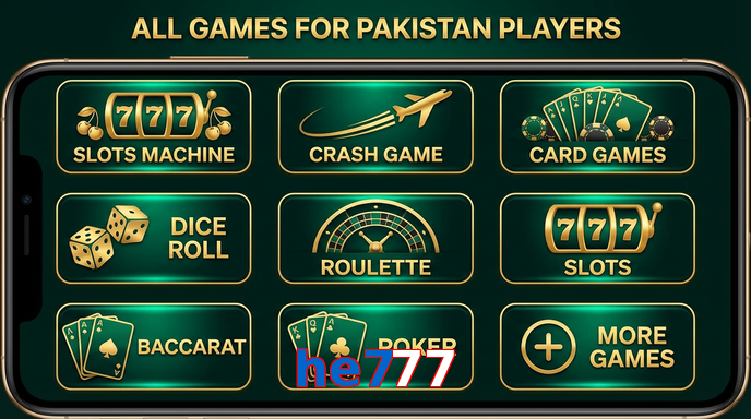 Main screen of He777 games page for PK players