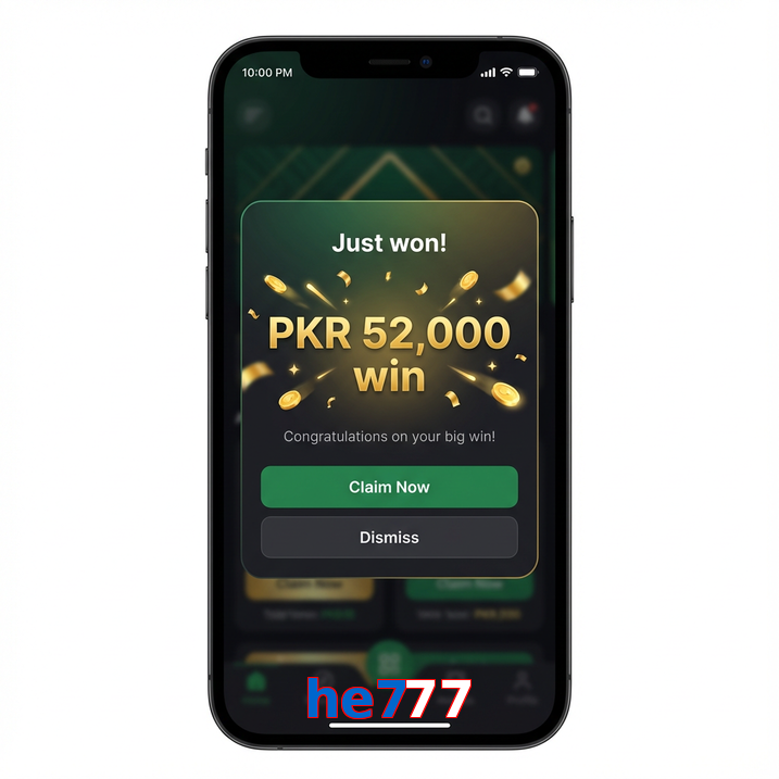 Main screen of He777 win page for PK players